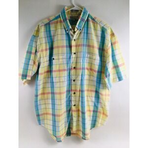 Sunday's Shirt Men's Size L Multicolor Short Sleeve Button Down Pastel VTG